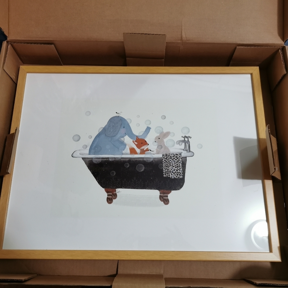New Framed Animals in Bubble Bath Print - Picture 2 of 4